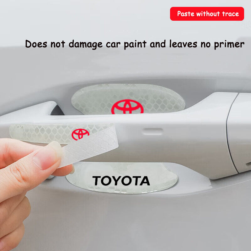 8 Miếng Tay Nắm Cửa Ô Tô Chống Trầy Xước Phim Bảo Vệ Decal Cửa Xe Bát Miếng Dán Phản Quang Dạ Quang PVC Cho Xe Toyota Innova Wigo Avensis Auris Hilux Avanza Wish Vios Agya