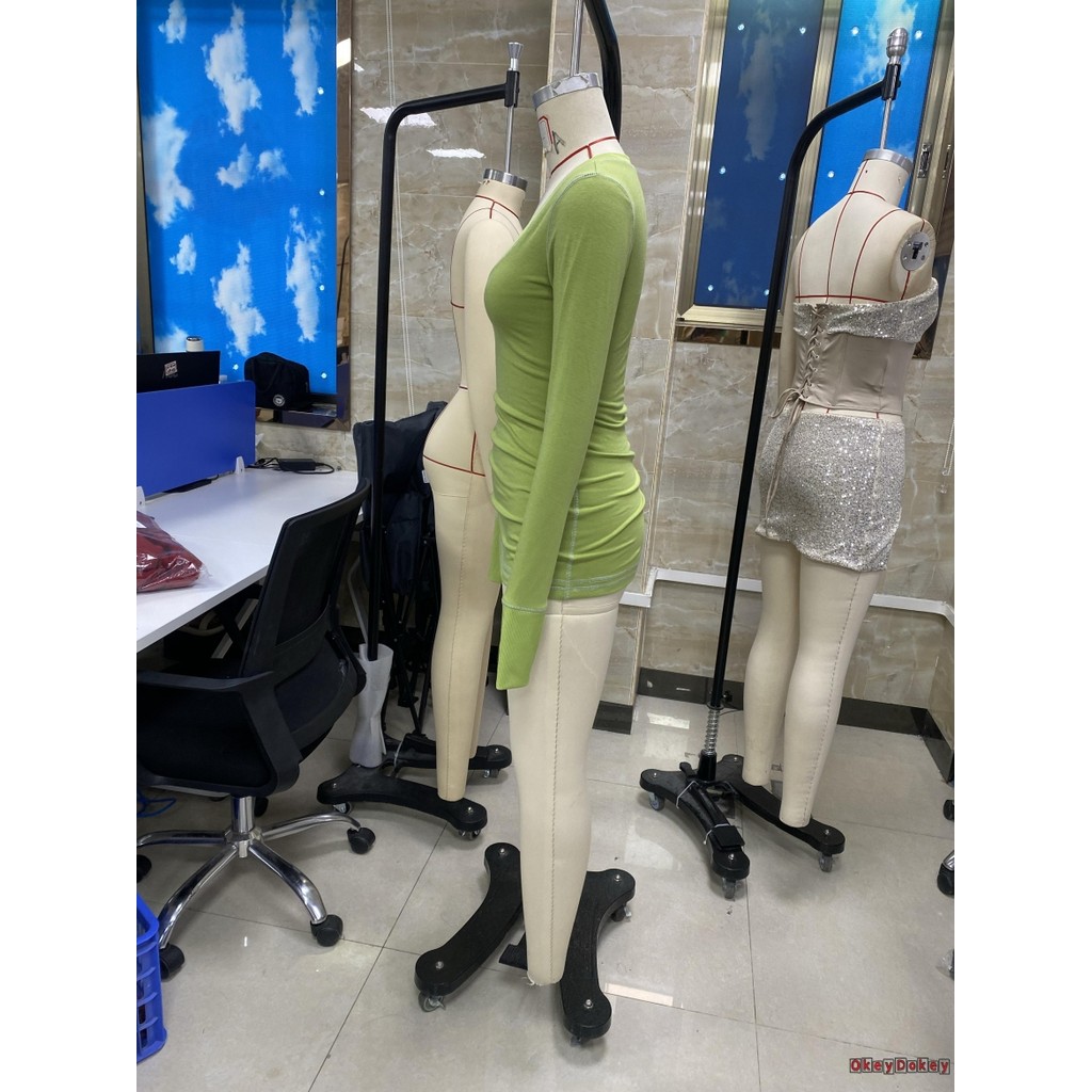 Áo thun dài nữ cổ chữ V tay dài phong cách Y2K, màu trơn dành cho mùa thu