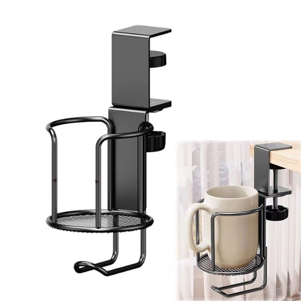 Giá đỡ móc treo tai nghe CHEESELY, Giá đỡ cốc để bàn chống nước chống tràn, Dụng cụ sắp xếp cốc Kẹp chắc chắn Chống rỉ sét 360° Xoay Để Bàn Cốc Giá Để Bàn Không Gian Làm Việc Phụ Kiện