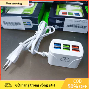 【24H】Củ Sạc Nhanh 6 Cổng USB A53 Cốc Sạc Đa Năng Chống Cháy Nổ Kèm Dây Nối Dài Đầu Vào AC100-240V 50/60Hz 0.5A, Độ Bền