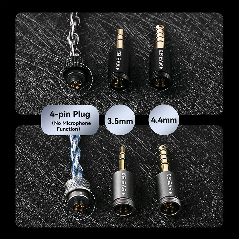 Cáp nâng cấp KBEAR P34 5N 2 sợi 98 lõi OFC Thiết kế phích cắm có thể hoán đổi cho nhau mạ bạc 3,5 / 4.4 cho tai nghe MK3