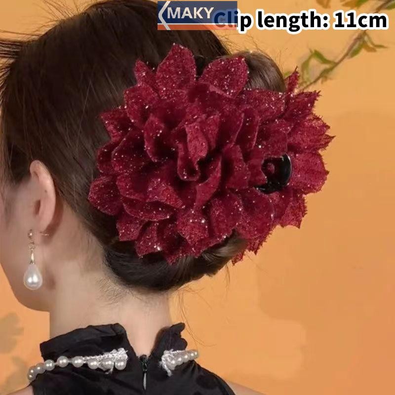 Onetimingcool Thời Trang Lưới Đen Hoa Nữ Đuôi Ngựa Kẹp Mũ Đội Đầu Tính Khí Hoa Vuốt Tóc Mũ Phụ Kiện Tóc VN