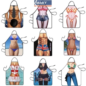 Onetimingcool Ngộ nghĩnh Cơ Bắp Người Tạp Dề Nhà Bếp Nữ Gợi Cảm Nấu Ăn Pinafore Dụng Cụ Vệ Sinh Nhà VN