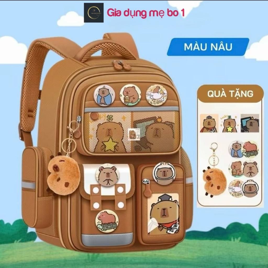 [TẶNG Quà ] Balo Capi chống gù, cặp đi học cho bé tiểu học lớp 1-6, balo học sinh chống nước