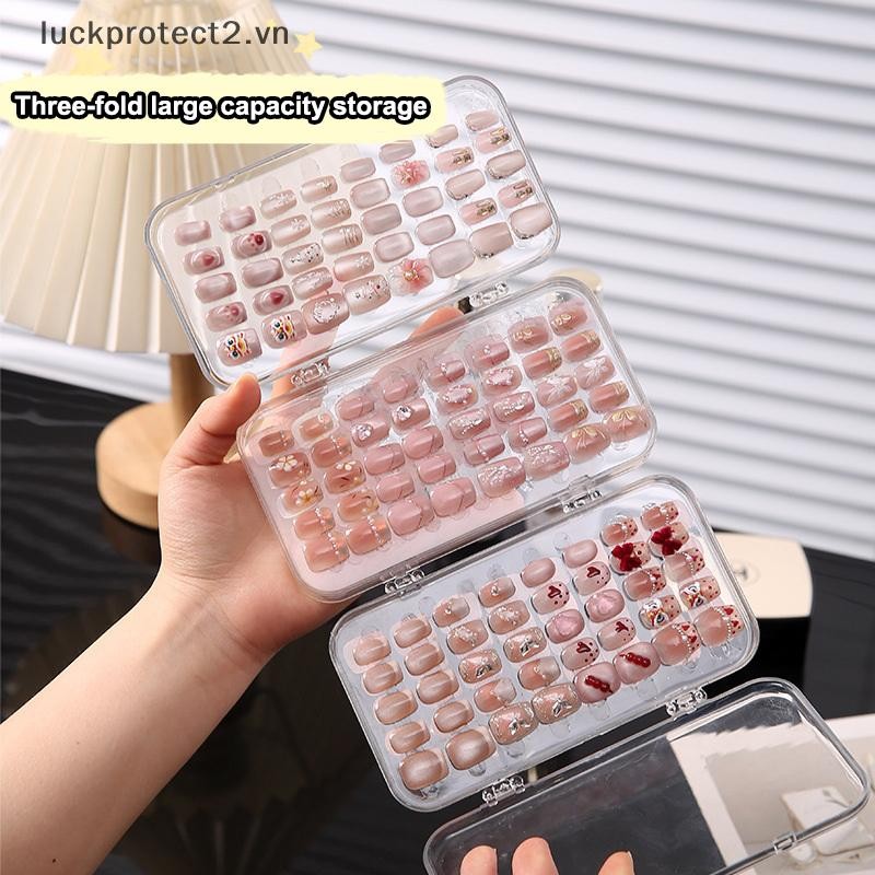 # luckpro # Hộp đựng móng tay ép ba lần Hộp đựng móng tay bằng nhựa trong suốt Hộp đựng móng tay Press-On để trưng bày móng tay giả.