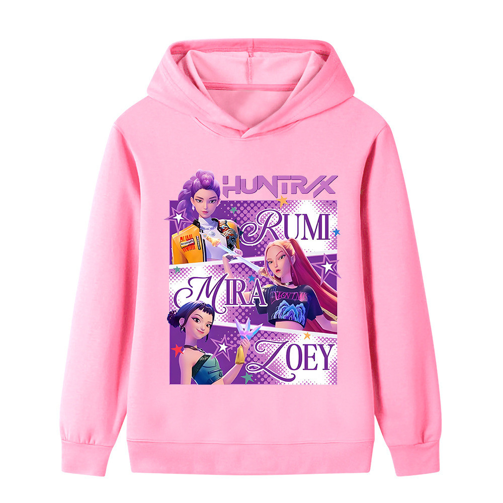 Kpop Demon Hunters in hình áo hoodie dài tay mùa thu có mũ trùm đầu đa năng cho bé trai và bé gái