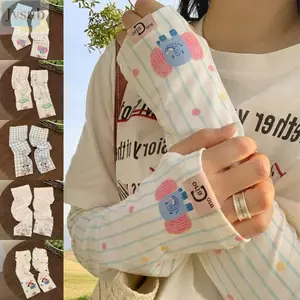 Tay áo đi xe đạp JVSUB, Tay áo chống nắng bằng lụa băng chống tia cực tím dành cho nữ, In hình hoạt hình đa năng thời trang Tay áo băng rộng mùa hè ngoài trời