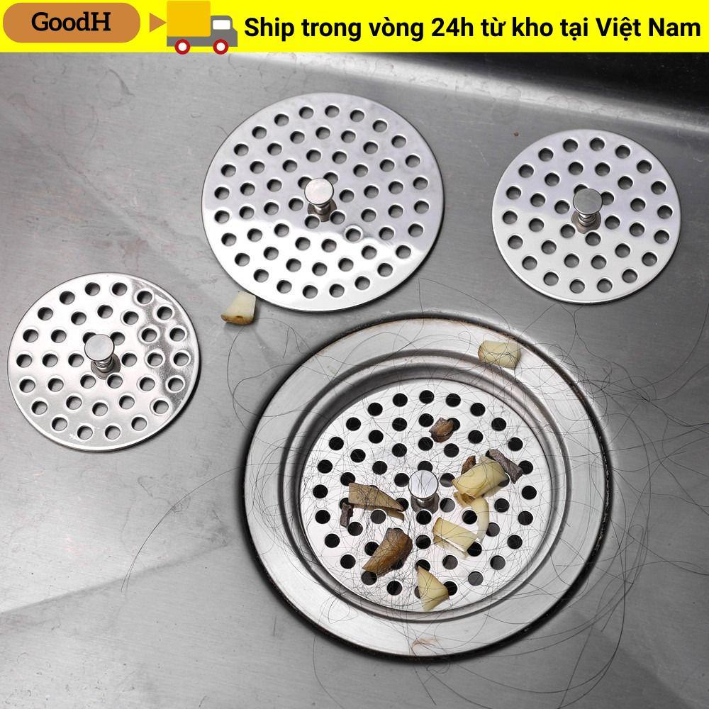 Bộ lọc bồn rửa GOODH, Vỏ thoát nước sàn hình vuông tròn bằng thép không gỉ, có tay cầm thoát nước sàn