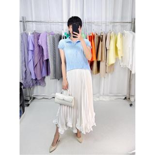 Miyake Chạy Tập Phong Cách Xếp Ly Dứa Xếp Ly Ngắn Tay Top Nữ Phù Hợp Với Mỏng Hơn Nhìn Sang Trọng Thường Ngày Hàng Đầu