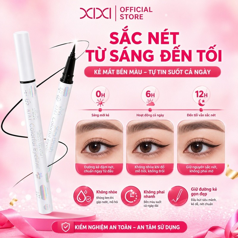 Xixi Kẻ Mắt Nước Nét Mảnh Lên Màu Đậm Chuẩn Không Lem Trôi Dễ Dùng Tạo Đường Viền Tự Nhiên D264