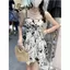 Đầm bó hoa phong cách mong muốn tinh khiết eo hẹp Váy không đều Phiên bản mùa hè ngọt ngào dịu dàng hơn Váy dài