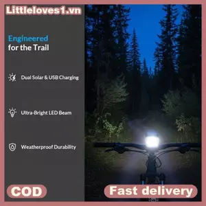 Littleloves1 Đèn pha xe đạp năng lượng mặt trời thân thiện với môi trường LED góc rộng để tăng cường tầm nhìn ban đêm VN