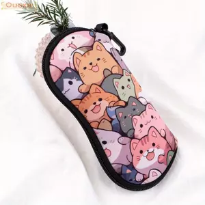 Túi Bảo Quản Kính Mát OUSXA, Nylon Có Móc Khóa Túi Kính Mát, Quà Tặng Sáng Tạo Bền Di Động Họa Tiết Mèo SunGlasses Giá Đỡ Kính Mắt Phụ Kiện