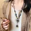 Mới Phong Cách Trung Hoa Gốm Hoa Đính Hạt Vòng Cổ Nữ Tua Dài Mặt Dây Chuyền Áo Len Dây Xích Retro Xương Đòn Dây Xích