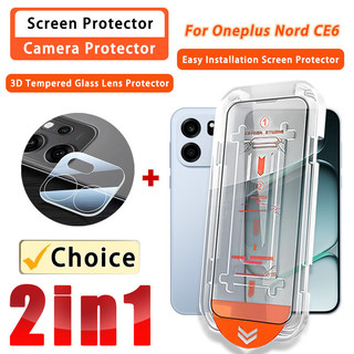 Phim kính cường lực trong suốt 2 TRONG 1 Oneplus Nord CE6 Phim ống kính 3D cho Oneplus Nord CE 6 5 4 3 Lite Bảo vệ Camera 3D & Bảo vệ màn hình Hộp ma thuật lắp đặt dễ dàng