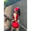 Bộ đồ thể thao thông thường Áo Vest không tay ôm cay ngọt ngào + Quần short thẳng in màu đỏ Bộ đồ hai mảnh mùa hè