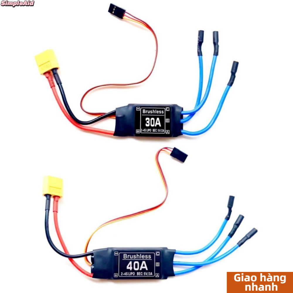 Bộ điều khiển tốc độ điện tử SIMPLEAID, Đầu chuối 3,5MM 5V 3A UBEC ESC không chổi than, Sử dụng dễ dàng Bộ phận máy bay RC 2-4S 30A 40A cho máy bay trực thăng RC FPV
