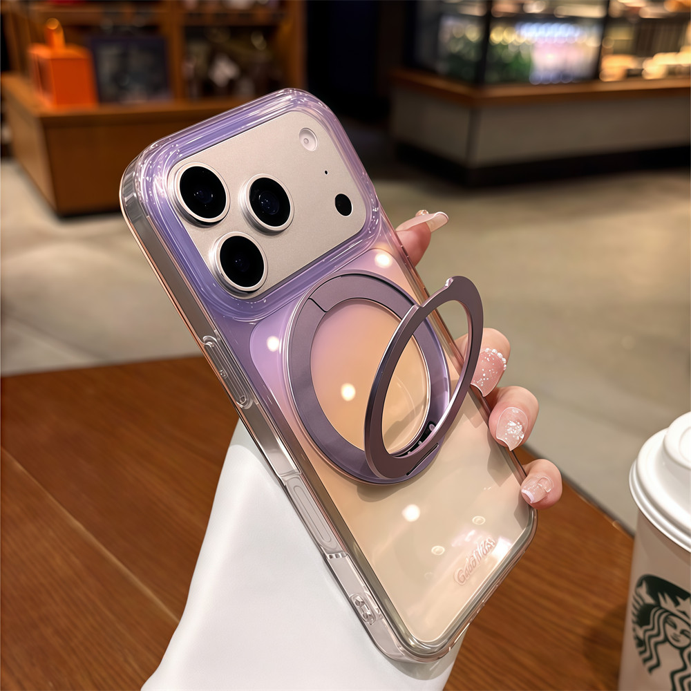 Ốp điện thoại đứng từ tính gradient thời trang cho iPhone 17 Pro Max 16 15 pro max Bảo vệ ống kính chống rơi Vỏ cứng bảo vệ điện thoại