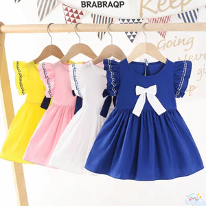 BRABRAAA Váy Bé Gái, Váy Công Chúa Không Tay Cotton, Thời Trang Thoáng Khí Nơ Ruffle Dễ Thương Trẻ Em Sundress Váy Sinh Nhật