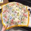 < YEI > Khăn trùm đầu bằng Satin vuông Silky 70cm Thiết kế hoa dành cho nữ Thời trang Tóc Ne Phụ kiện Quà tặng Mới