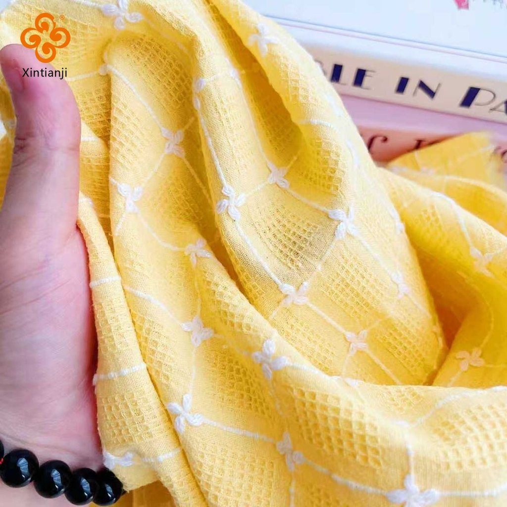 Waffle Jacquard DIY Vải Cotton Polyester Cho Búp Bê Quần Áo Nữ Đầm May Chất Liệu Túi Xách Tóc Scrunchies
