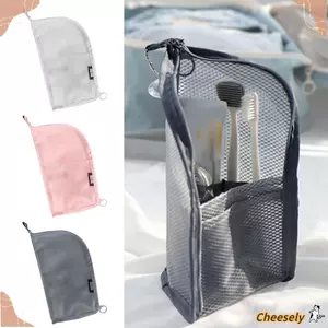 Túi đựng mỹ phẩm CHEESELY, Túi đựng cọ trang điểm dây kéo lưới, Túi đựng bàn chải đánh răng cầm tay