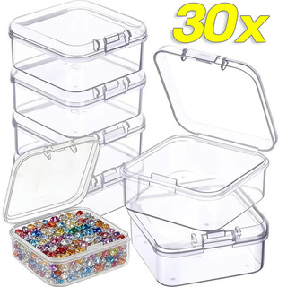 6 / 18 / 30 Chiếc Hộp Bảo Quản Trang Sức Trong Suốt Vuông - Nhựa Mini Vật Dụng Nhỏ Hạt Hộp Đựng Nhà Tổ Chức