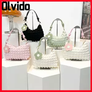 Túi vải nếp nhăn OLVIDO, Chất liệu vải họa tiết nếp nhăn Túi xách bong bóng xếp li, Họa tiết chần bông tinh tế Thiết kế xếp li Túi Tote Quilted dành cho nữ Cô gái
