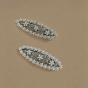 MAUROPOLI Pháp Tinh Tế Rỗng Nhánh Cây Nho Hoa Kẹp Tóc Cổ Tích Nổ Kẹp Giả Ngọc Trai Gãy Kẹp Tóc Bên Mỏ Vịt Kẹp Bên Kẹp Bên