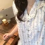 Đồ Ngủ Có Đệm Ngực, Áo Cardigan Ren Cổ Ve Áo Mùa Xuân Hè Cho Nữ, Bộ Đồ Mặc Nhà Dài Tay Ngọt Ngào