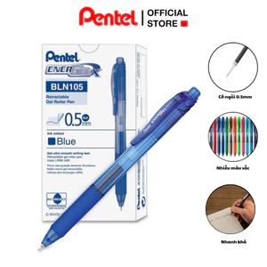 Combo 3/6/12 bút gel Pentel BLN105 đủ 12 màu ngòi 0.5mm mực viết trơn mượt tay cầm đệm cao su