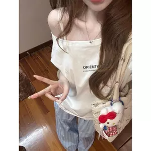 Cổ chéo Pure Desire Một vai Hot Girl Áo thun ngắn tay gợi cảm dành cho nữ lệch vai