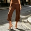 Dây thắt lưng xếp nếp nữ Thắt nút thắt dây buộc bên hông màu trơn Capri Flare