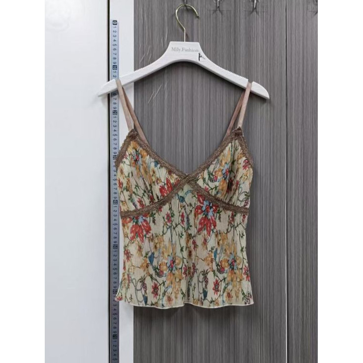 Milyfashion Retro Floral Sling 2026 Mùa Hè Mới Top O6L6