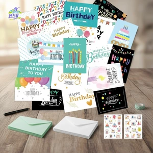 24 Thiệp chúc mừng hoạt hình có phong bì cho bữa tiệc Giáng sinh sinh