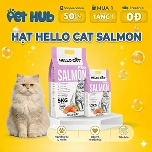 Hạt HELLO CAT Vị Cá Hồi Thức Ăn Khô Dành Cho Mèo Giảm Mùi Hôi Phân