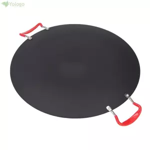 Lưới BBQ YOLOGO, Chảo Nướng Sắt Chống Dính, Di Động Hình Bầu Dục Màu Đen Tay Cầm Kép Đĩa Teppan Nấu Ăn Cắm Trại