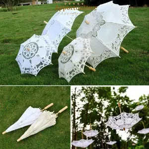 IAPPORTUNIA Hoa Cô Gái Ô Dù, Thêu Nữ Ren Dù Dù Dù, Ảnh Chống Đỡ Cotton Ren Cô Dâu Quà Tặng Đám Cưới Trẻ Em Ô Chống Nắng