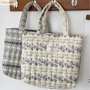Túi xách ngoài trời OUSXA, Túi Tote nhỏ in hoa siêu nhẹ, Túi đựng đồ ăn trưa di động dung tích lớn cổ điển
