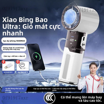 Quạt cầm tay mini Quạt sạc dự phòng 2 trong 1 Lingdaizhe: Quạt làm mát bán dẫn cầm tay, quạt đeo cổ, quạt để bàn tuần ho