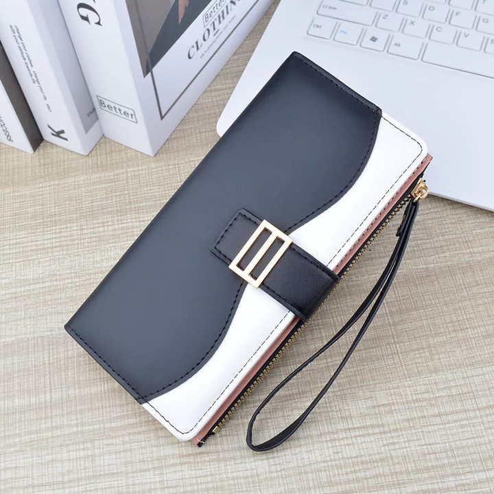 ví cầm tay nữ sang chảnh ví cầm tay nữ Phong Cách Mới Ví Nữ Phong Cách Dài Nữ 20% Tắt Nhiều Khe Cắm Thẻ Dây Kéo Khóa Ví Màu Sắc Tương Phản Ví Mềm Ly Hợp