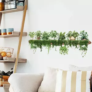 Giỏ treo lá chấm xanh Phòng ngủ Tường phòng khách Trang trí cây xanh Đề can tường sân [VN]