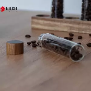 Hộp đựng hạt cà phê Ống thủy tinh có dụng cụ gỗ Ống đóng chai Bảo quản ngũ cốc Hộp kín bằng gỗ Dụng cụ Barista Quà tặng VN