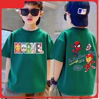 2026 Áo thun  trẻ em tay ngắn cotton thoáng khí in hình Người Nhện Marvel mát mẻ Phù hợp cho trẻ em năm mới
