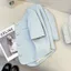 Áo Blazer ngắn tay màu xanh da trời dành cho nữ 2026 Áo kiểu Pháp cao cấp nổi tiếng được vận chuyển trong vòng 6.23