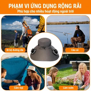 Quạt kép Mũ quạt năng lượng trời Thoáng khí Có thể tháo rời Mũ xô câu cá Tiện lợi Công suất gió cao Mũ ngư dân ✨Luyoo25.vn✨
