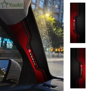 YUUKII 2 Miếng Dán Nội Thất Ô Tô, Miếng Dán Chữ A Ô Tô Tự Dính Sợi Carbon, Chống Trầy Xước Màu Đen Đỏ Thể Thao Họa Tiết Ô Tô A-Pillar Viền Phụ Kiện Nội Thất Ô Tô