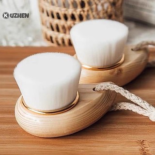 Kuzhen 1 Cọ Rửa Mặt Làm Sạch Da Với Tay Cầm Bằng Gỗ Lông Mềm