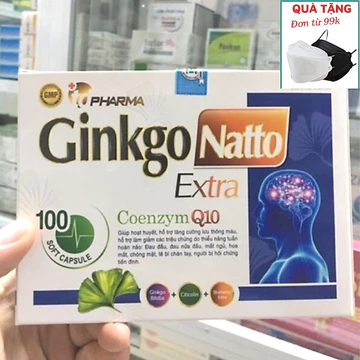 Bổ não Ginkgo Natto Extra Coenzym Q10 Trắng viên nang mềm, tăng cường lưu thông tuần hoàn não hộp 100