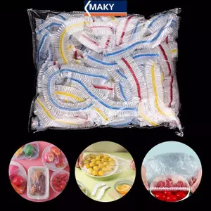 MAKY 100 / 200 / 300 Chiếc Thực Phẩm Trái Cây Tươi Giữ Túi Nhựa Phụ Kiện Nhà Bếp Nhiều Màu Sắc Saran Bọc Thực Phẩm Dùng Một Lần VN